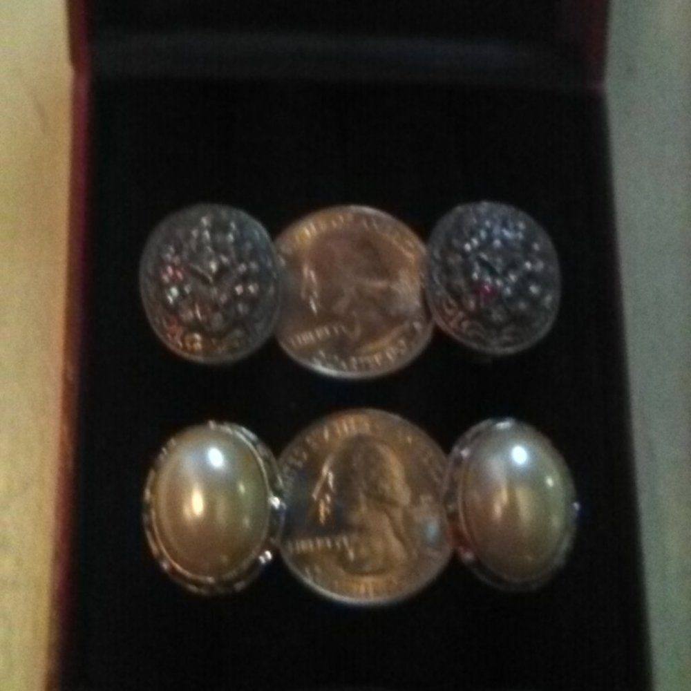 2 Pairs Vtg Silver-Tone Clip-On Earrings